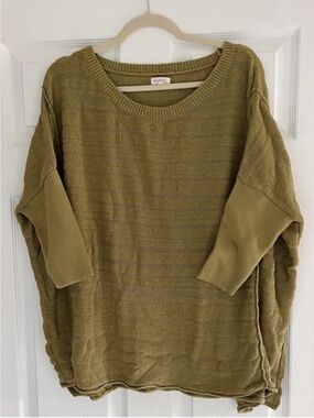 Pilcro Anthropologie Olive Moss Green Oversized Slouchy Scoop Neck Knit Sweater
